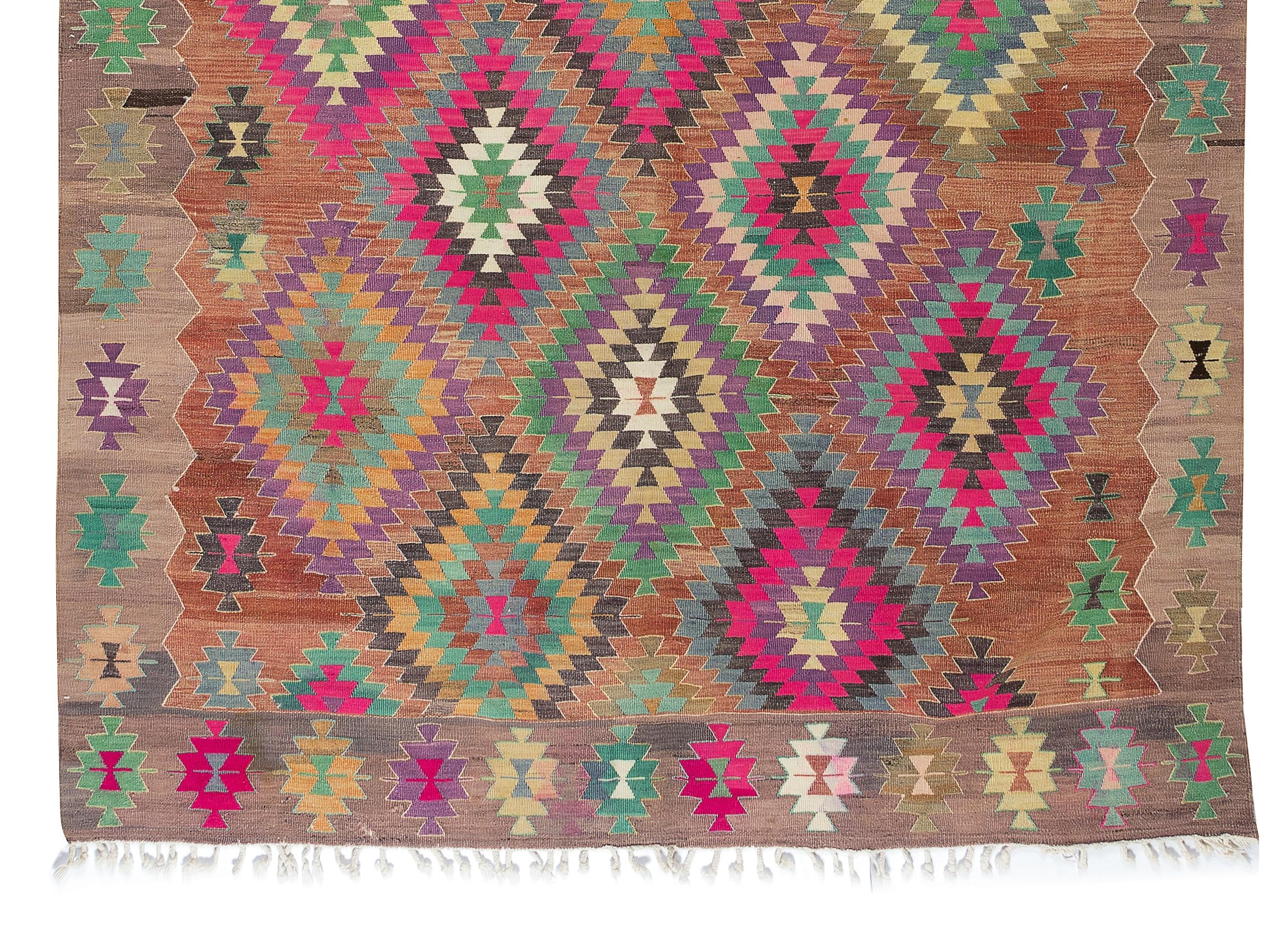 Alfombra geométrica de colores, 100% lana hilada a mano Turco en venta