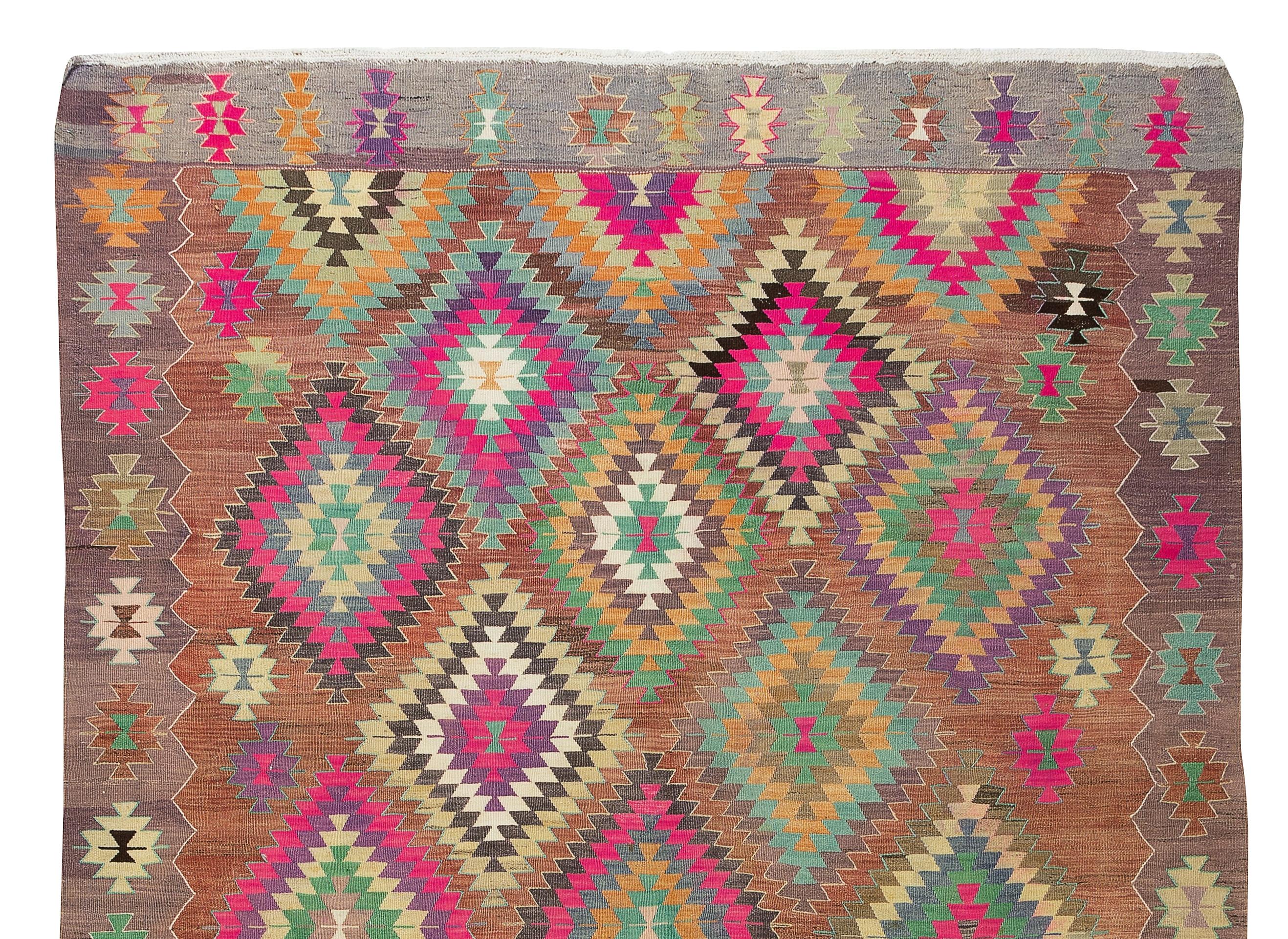 Alfombra geométrica de colores, 100% lana hilada a mano Tejido a mano en venta