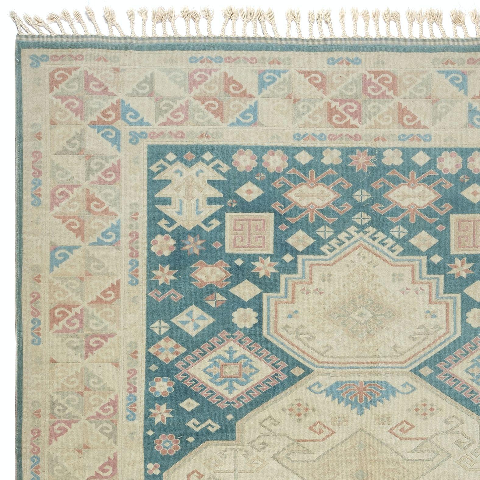 Hand-Knotted 6.4x9 Ft One of a Kind Vintage Handmade Turkish Rug with Soft Colors For Sale