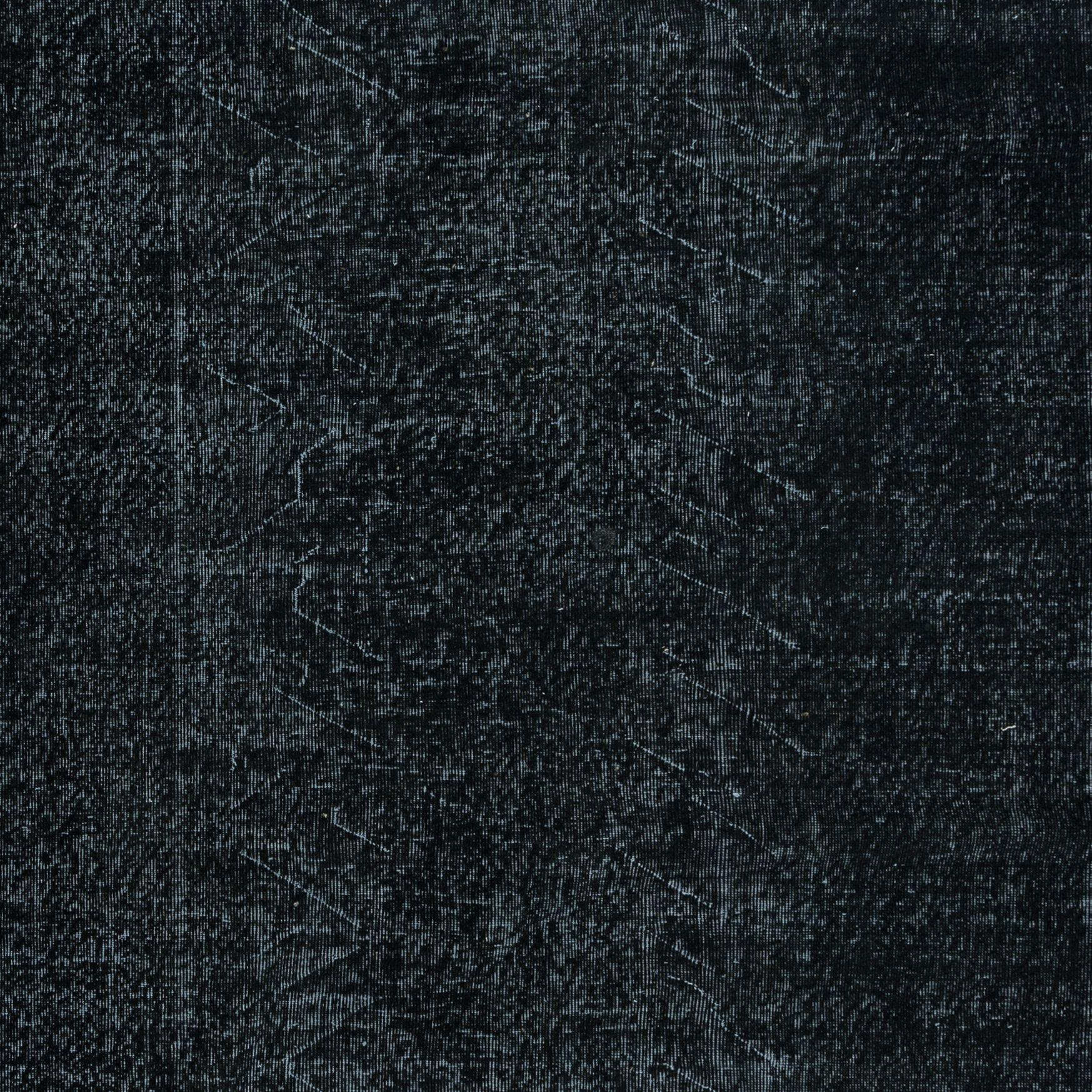 Hand-Woven 6.4x9 Ft Plain Black Area Rug, Handknotted and Handwoven in Isparta, Turkey For Sale