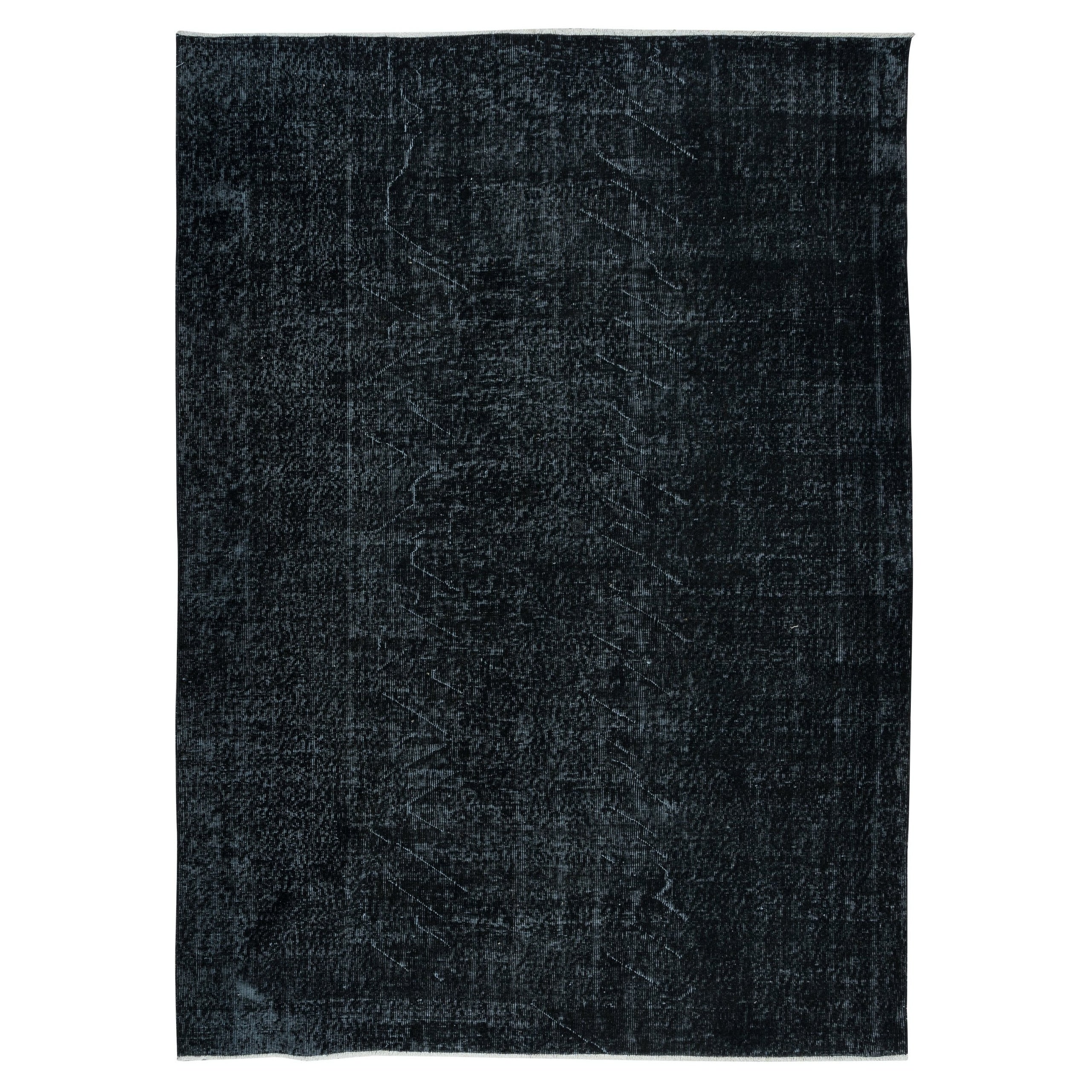 Tappeto per l'area nera 6.4x9 Ft, annodato a mano e tessuto a mano a Isparta, Turchia