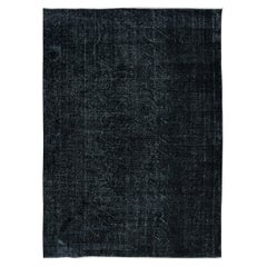 Tappeto per l'area nera 6.4x9 Ft, annodato a mano e tessuto a mano a Isparta, Turchia
