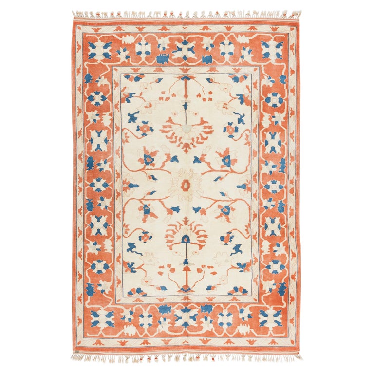 Vintage Handmade Turkish Traditional Wool Rug in Red, Beige and Navy ...