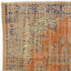 6.4x9 ft Vintage Handmade Türkische Wolle Bereich Teppich mit Medaillon Design
