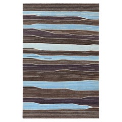 6
4 "x9
 Handgewebter Kilim Flachgewebe Braun und Blau Berg Design Wollteppich