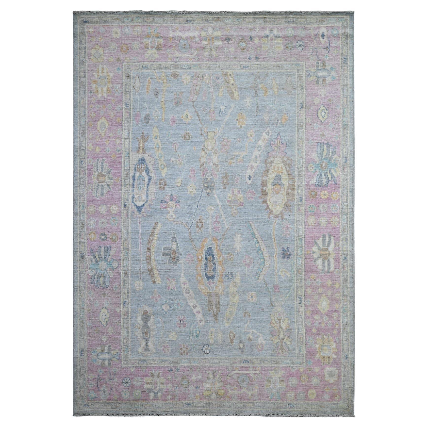 6'4 "x9'2" Carolina Blue Afghan Angora Oushak Tapis oriental Vegetable Dyes