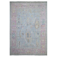 6'4"x9'2" Carolina Blue Afghan Angora Oushak Vegetable Dyes Oriental Rug