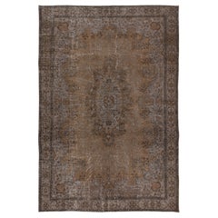 6.4x9.2 Ft Handgeknüpfter Wohnzimmerteppich in Brown, Türkischer Medaillon-Design-Teppich