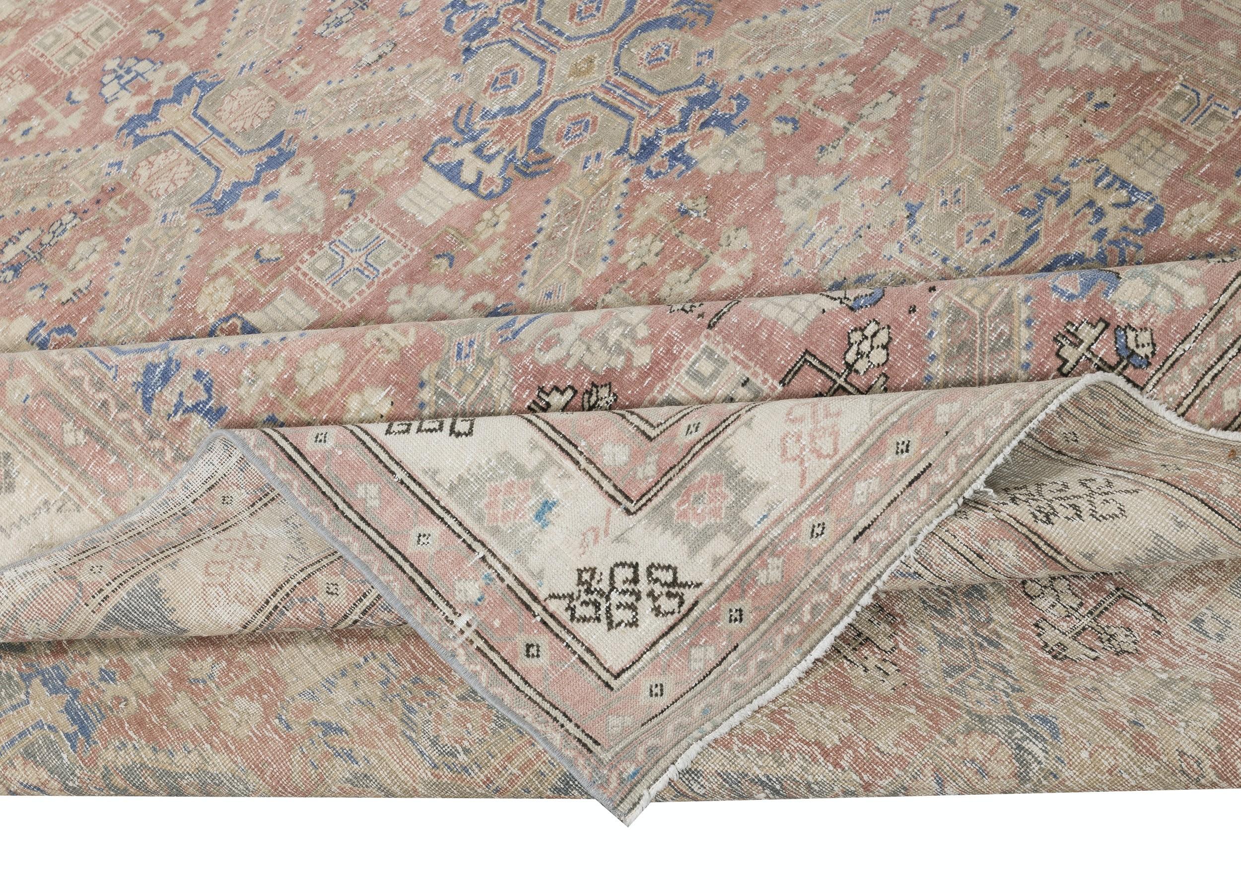 Rustico Tappeto Kayseri d'epoca, vello di lana su base di cotone, 6,4x9,3 piedi in vendita