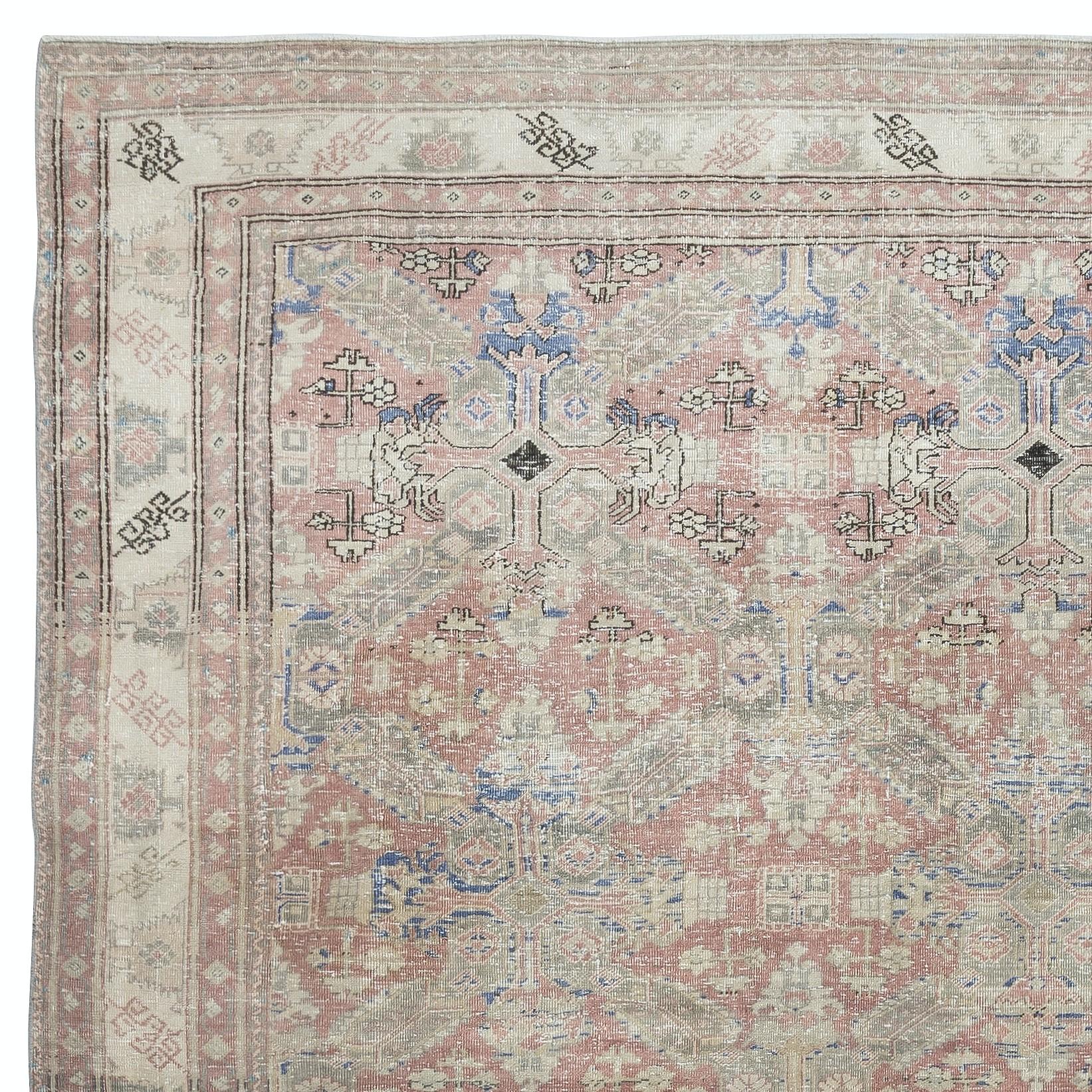 Turco Tappeto Kayseri d'epoca, vello di lana su base di cotone, 6,4x9,3 piedi in vendita