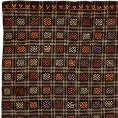 6.4x9.4 Ft Vintage Turkish Jijim Kilim, Unique Rug, Hand-Woven Carpet, 100% Wool
