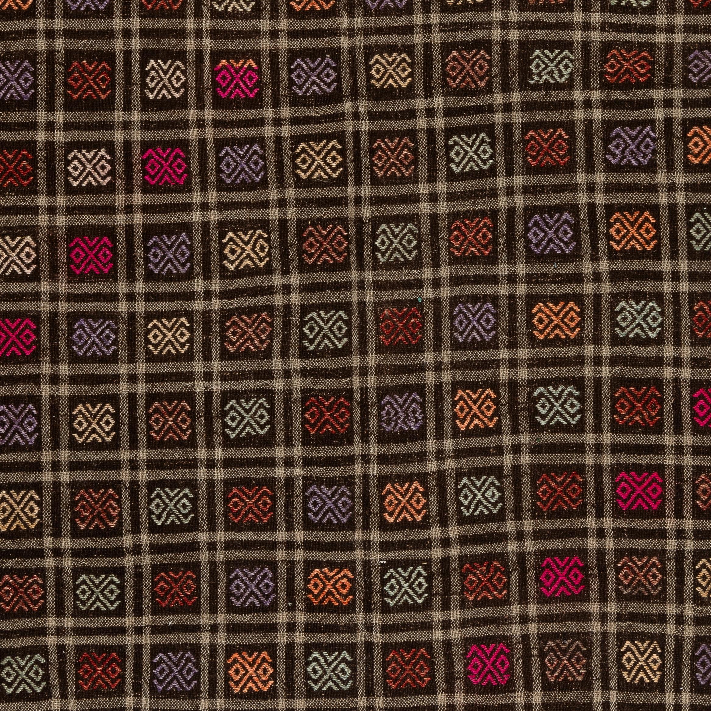 6.4x9.4 Ft Vintage Turkish Jijim Kilim, Unique Rug, Hand-Woven Carpet, 100% Wool In Good Condition For Sale In Spring Valley, NY