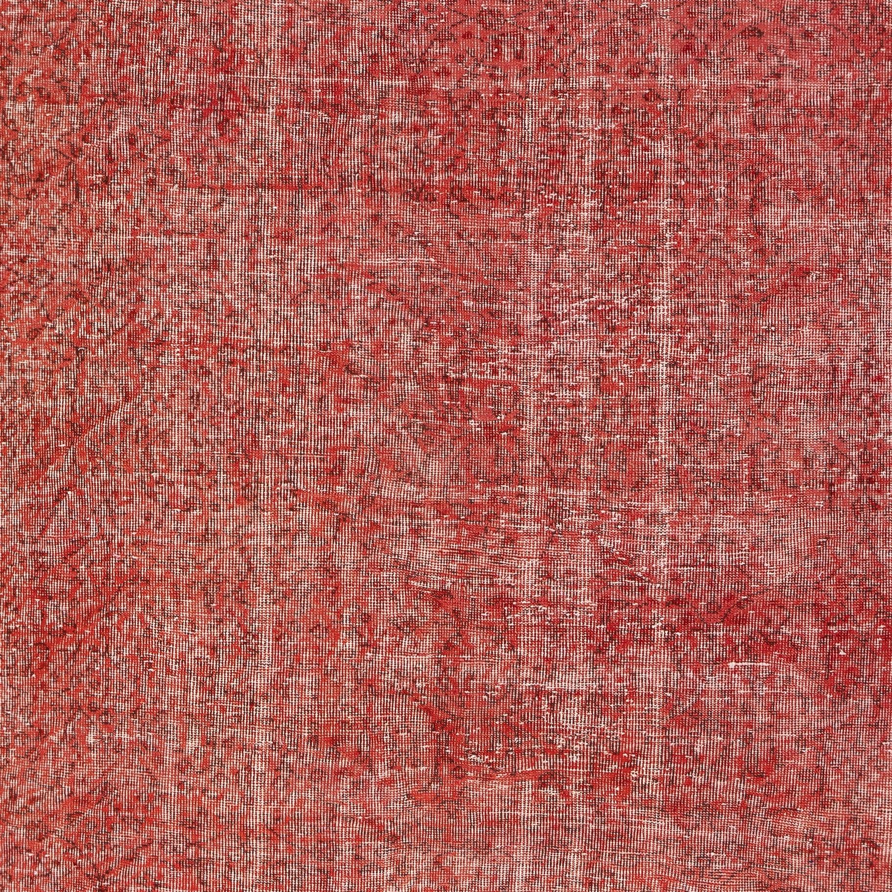 6.4x9.5 Ft Handgeknüpfter Türkischer Teppich. Vintage Overdyed Roter Flächenteppich für Innenräume im Zustand „Gut“ im Angebot in Spring Valley, NY