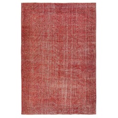 6.4x9.5 Ft Handgeknüpfter Türkischer Teppich. Vintage Overdyed Roter Flächenteppich für Innenräume