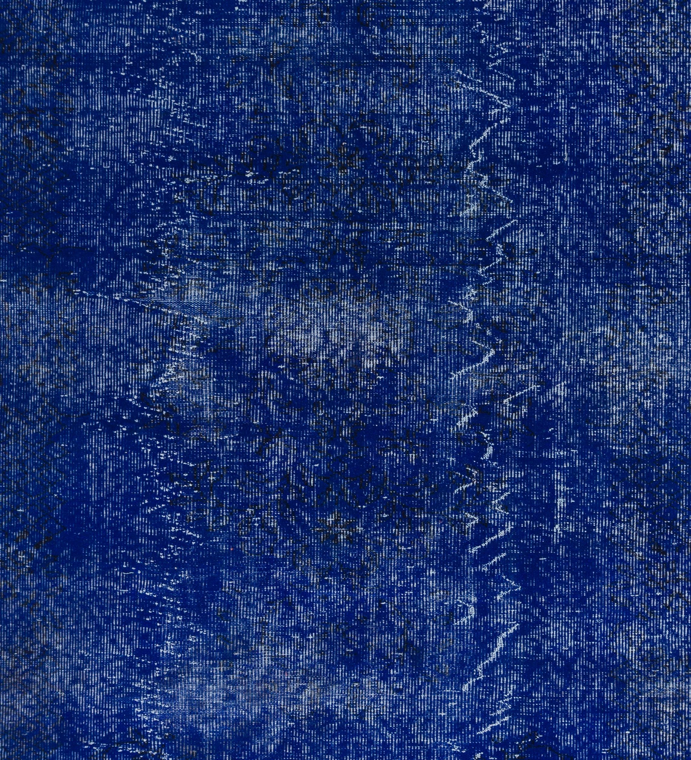 Cotton 6.4x9.6 Ft Handmade Area Rug in Blue. Great 4 Modern Interior. Turkish Carpet For Sale