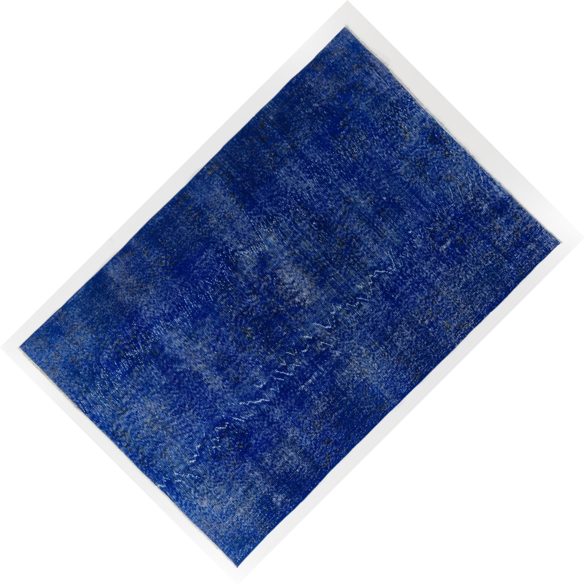6.4x9.6 Ft Handmade Area Rug in Blue. Great 4 Modern Interior. Turkish Carpet For Sale 1