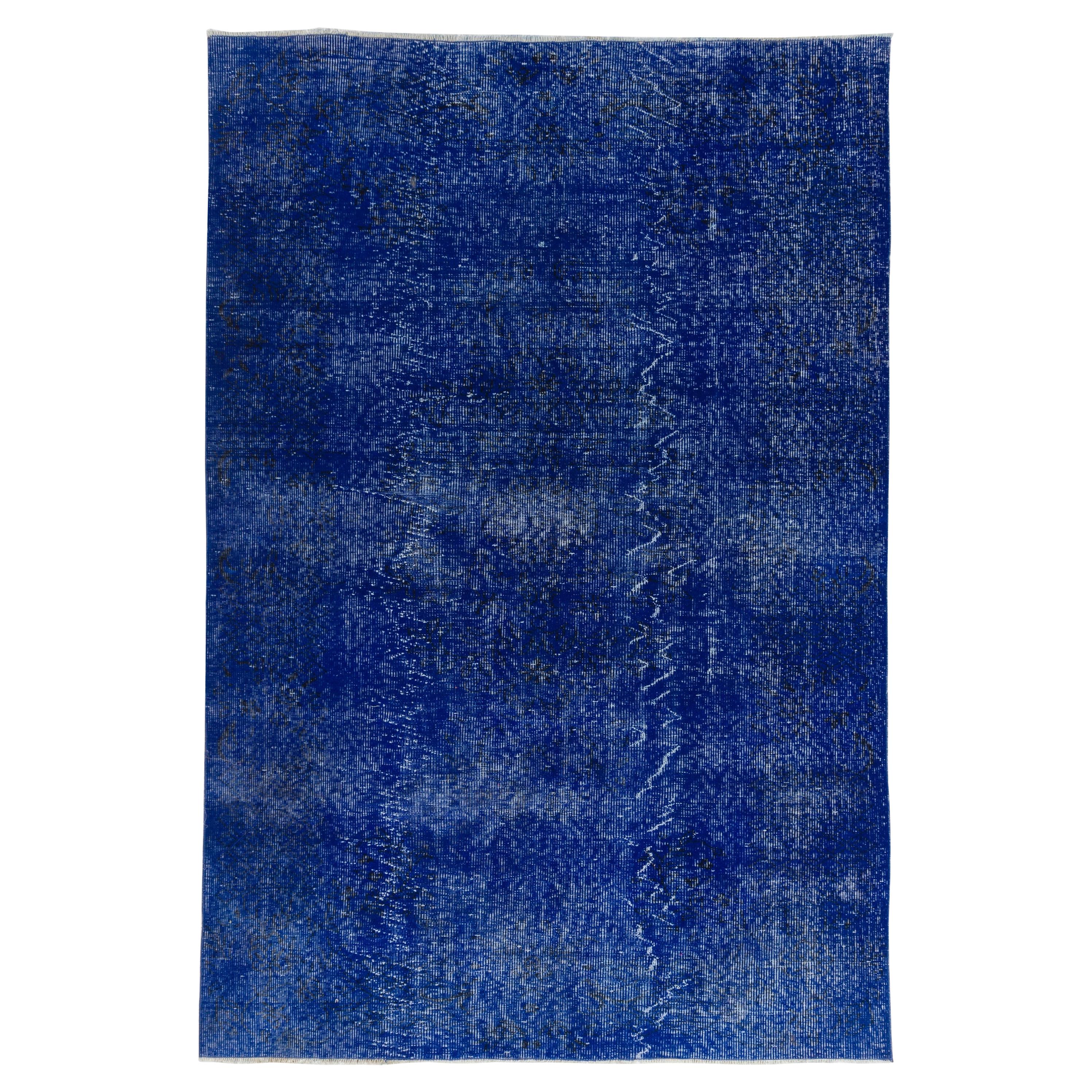 6.4x9.6 Ft Handmade Area Rug in Blue. Great 4 Modern Interior. Turkish Carpet For Sale