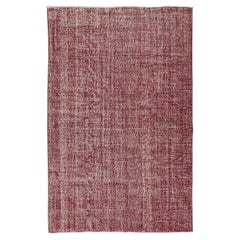 6.4x9.6 Ft Handmade Turkish Vintage Distressed Wool Area Rug in Burgundy Red