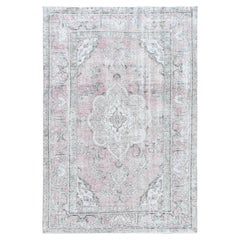 Alfombra oriental de lana anudada a mano, estilo bohemio con diseño de medallón, de estilo vintage, en color rojo, de 6'4" x 9'6"