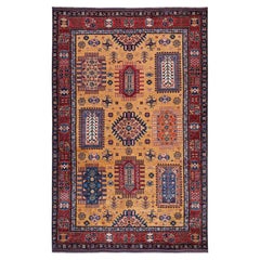 193 x 290 cm großer, handgeknüpfter afghanischer Ersari-Teppich aus Wolle mit türkischem Knoten