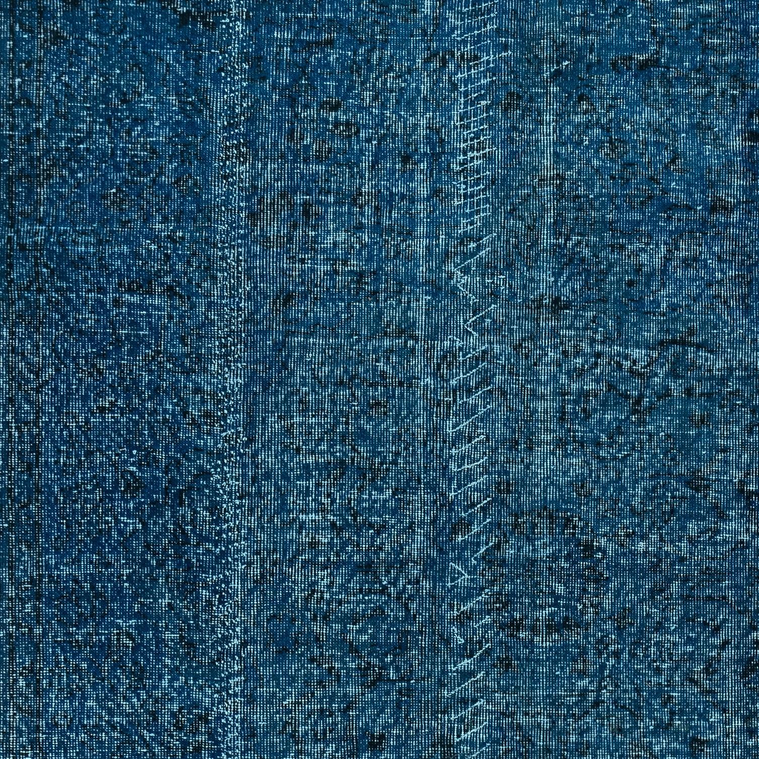 6.4x9.7 Ft Contemporary Handmade Turkish Wool Area Rug in Navy Blue Color In Good Condition For Sale In Spring Valley, NY