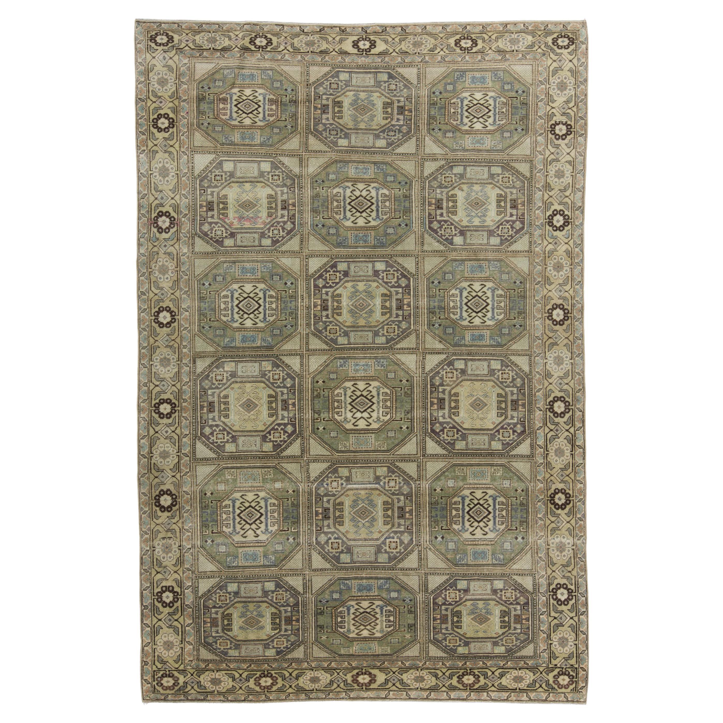 6.4x9.8 Ft Fine Hand Knotted Vintage Turkish Kysari Rug for Country Homes For Sale