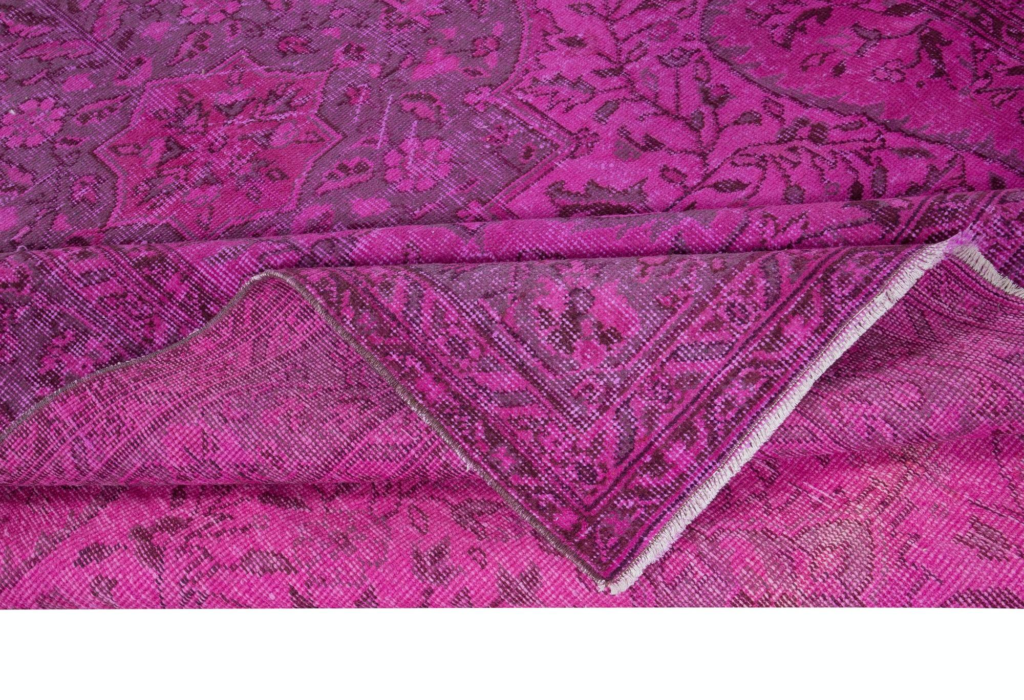 Modern 6.4x9.8 Ft Pink Handmade Contemporary Rug, Turkish Wool Carpet, Living Room Rug For Sale