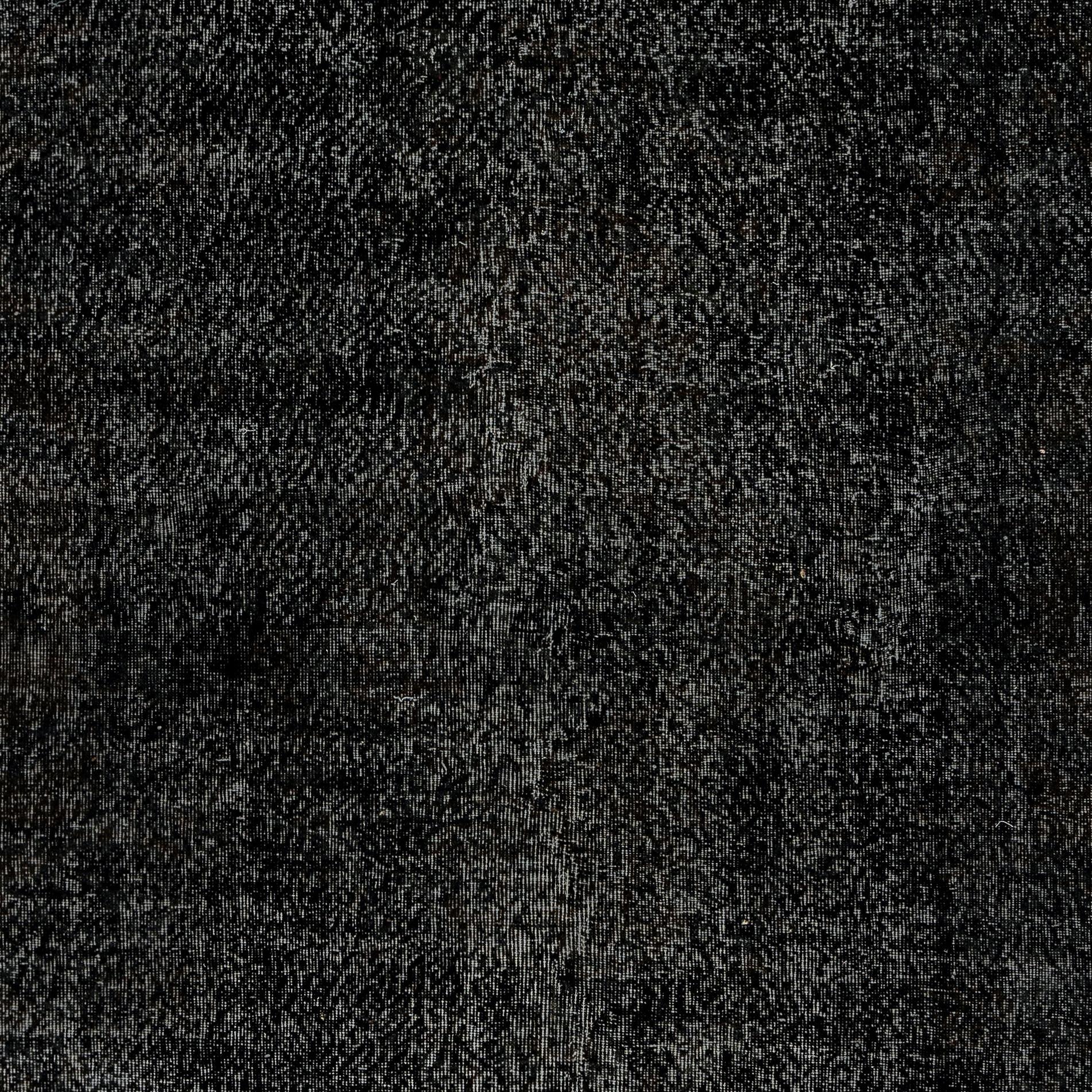 Turco Tappeto per l'area 6.4x9.8 Ft a tinta unita nero sovratinto, annodato e tessuto a mano in Turchia in vendita