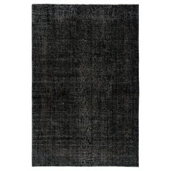 6.4x9.8 Ft Plain Black Overdyed Area Rug, Handknotted and Handwoven in Turkey (tapis noué et tissé à la main en Turquie)