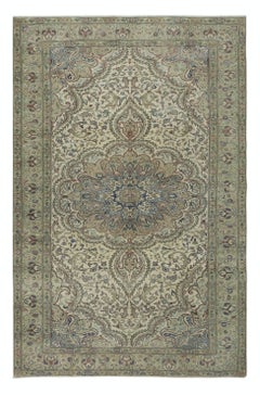 Traditioneller handgefertigter Teppich im türkischen Medaillon-Design in Grüntönen, 6,4x9,8 Ft