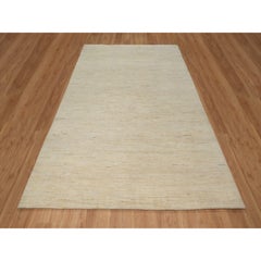 6'4"x9'9" Swan White Modern Plain Design Lori Buft Gabbeh Hand Knotted Wool Rug