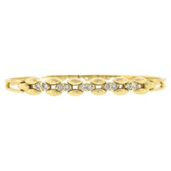 6.5" 14k Yellow Gold 0.60ctw Diamond Polished Open Bangle Bracelet w/ Clasp