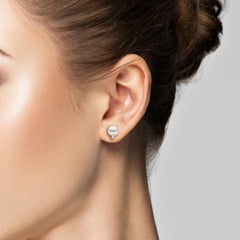 6.5-7mm White Cultured Pearl Stud Earring with Diamond in 14 Karat Yellow Gold