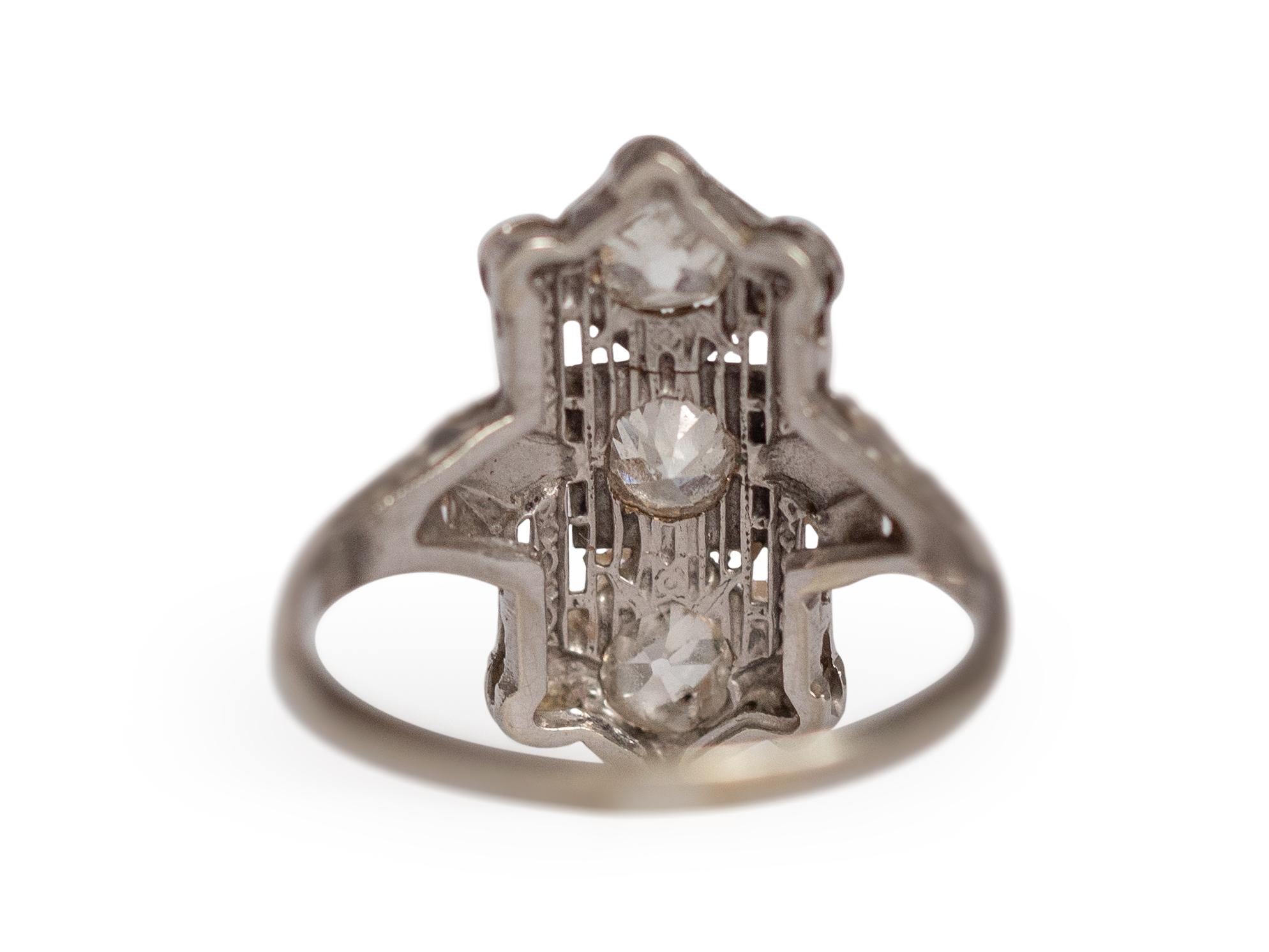 .65 Carat Art Deco Diamond 18 Karat White Gold Engagement Ring In Good Condition In Atlanta, GA