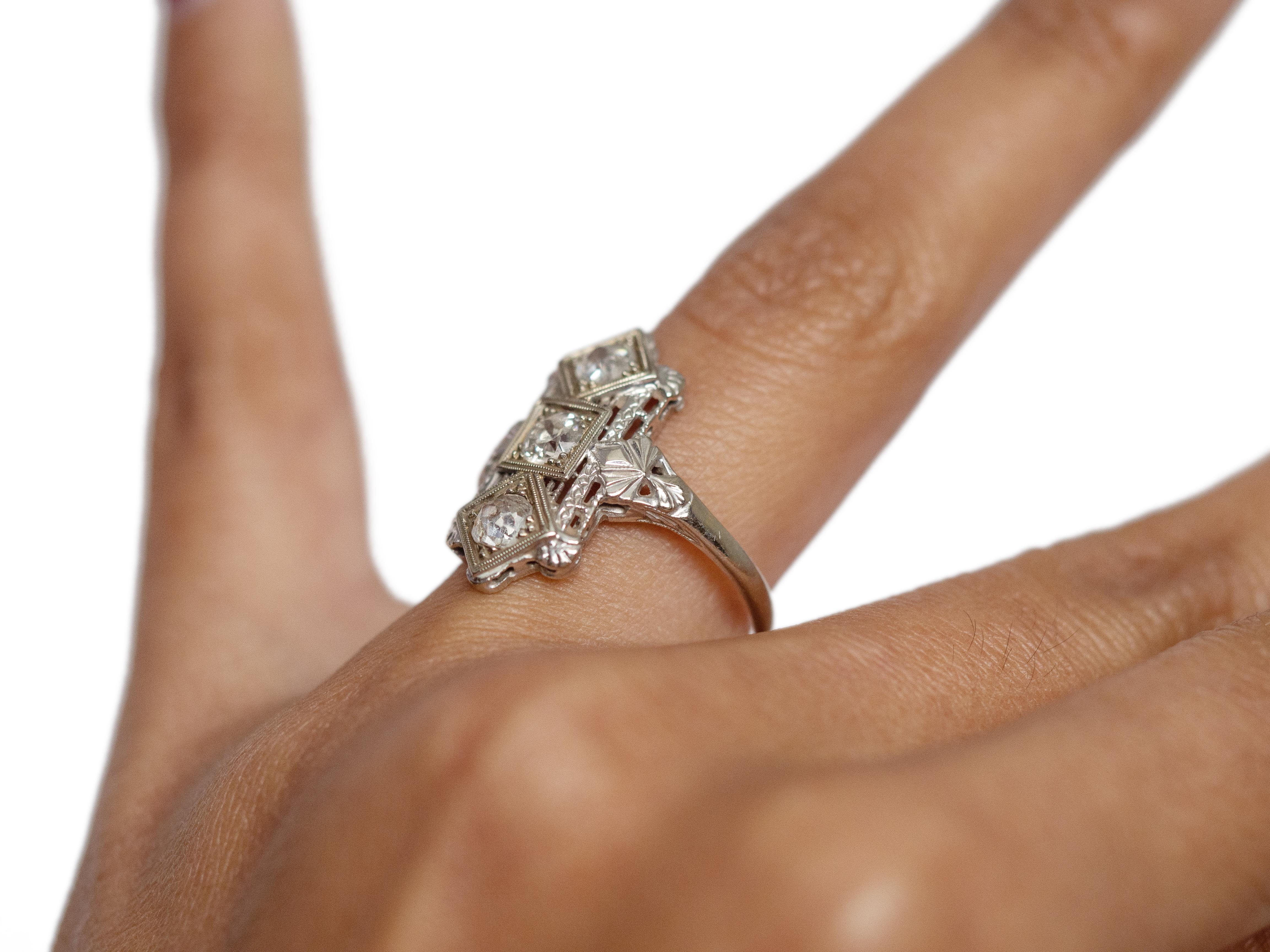 .65 Carat Art Deco Diamond 18 Karat White Gold Engagement Ring 1