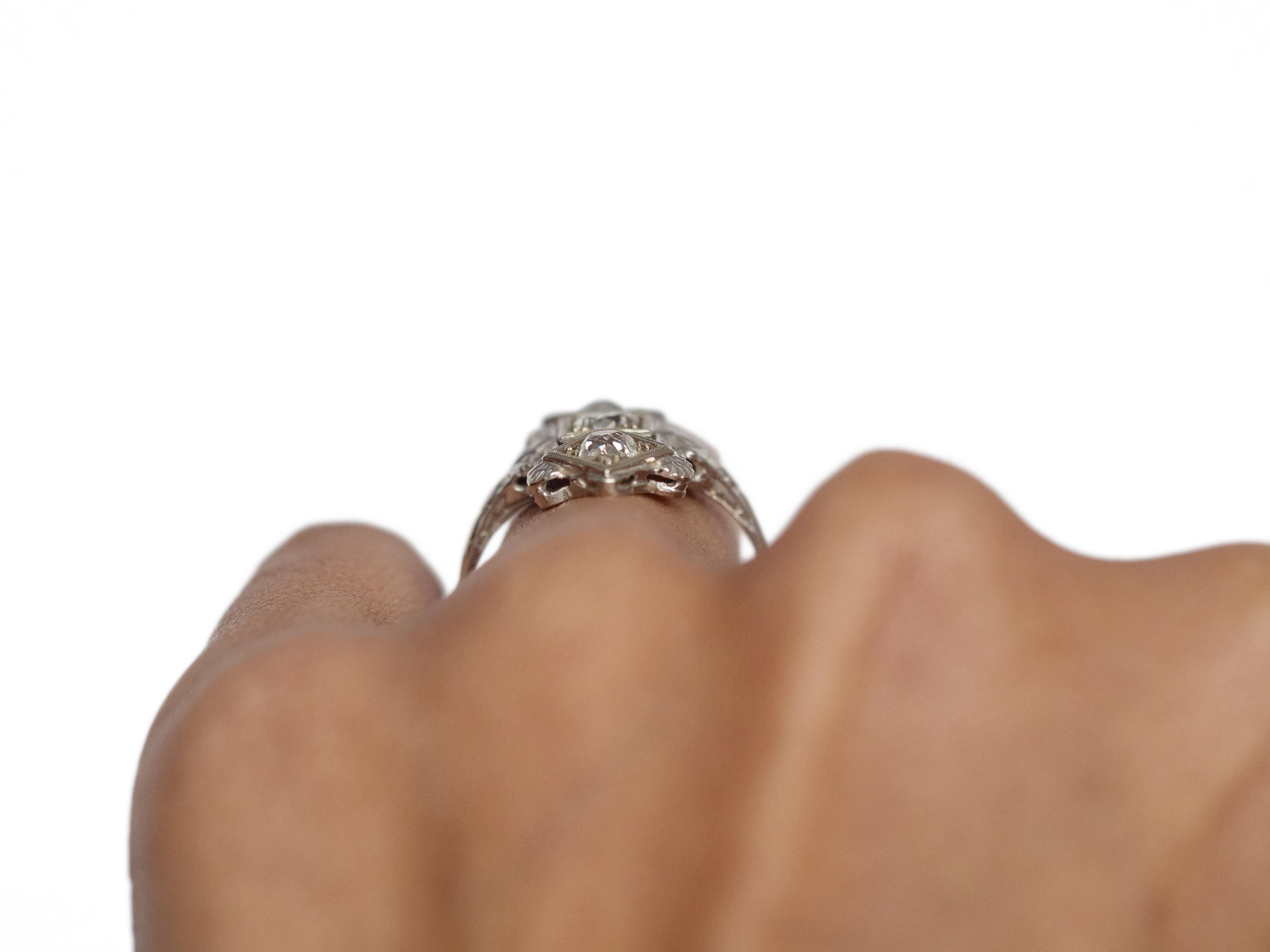 .65 Carat Art Deco Diamond 18 Karat White Gold Engagement Ring 2