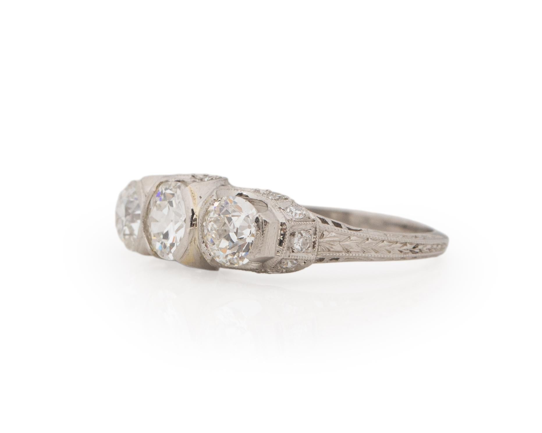 Old European Cut .65 Carat Art Deco Diamond Platinum Engagement Ring For Sale