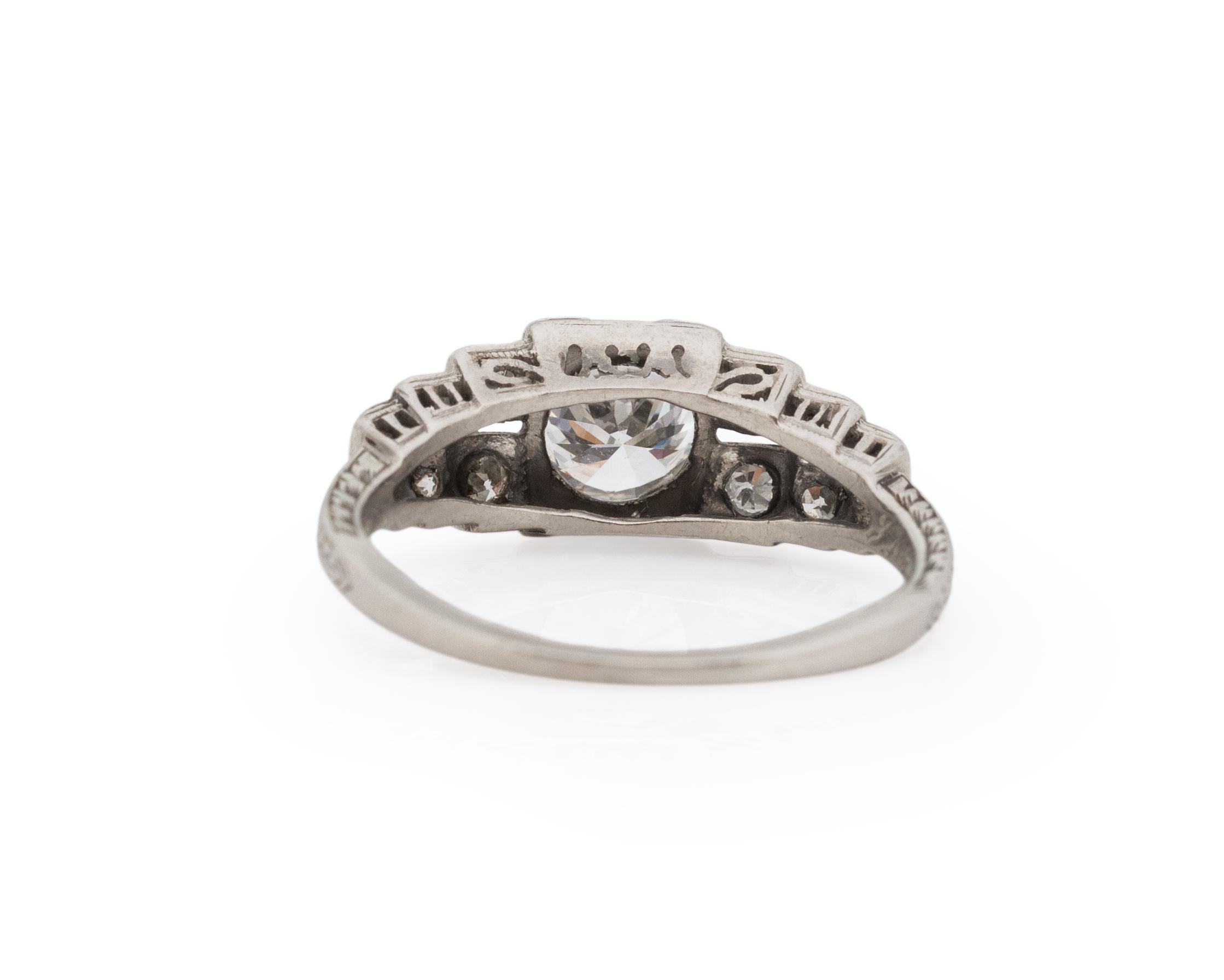 Old European Cut .65 Carat Art Deco Diamond Platinum Engagement Ring For Sale