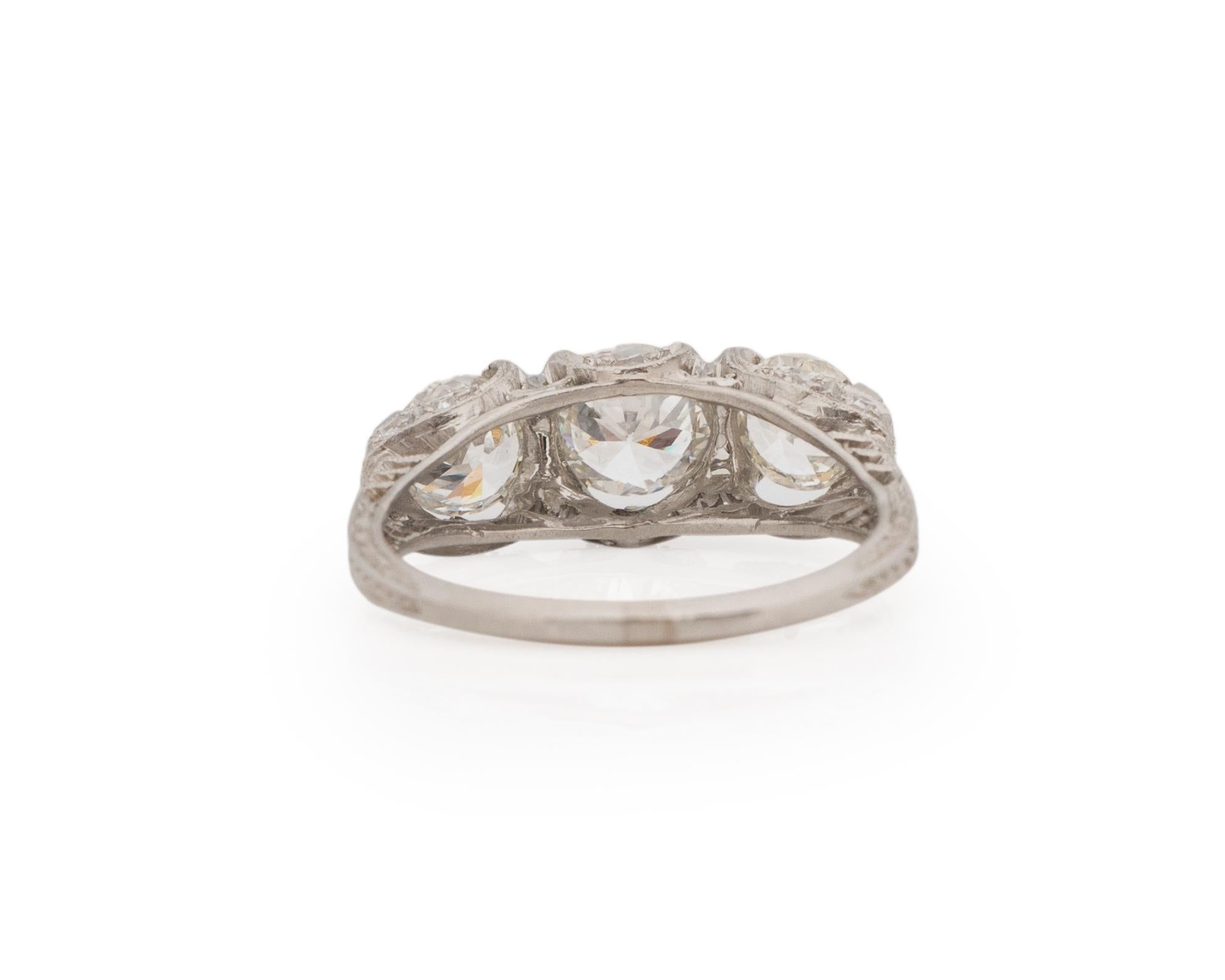 0,65 Karat Art Deco Diamant Platin Verlobungsring (Alteuropäischer Schliff) im Angebot