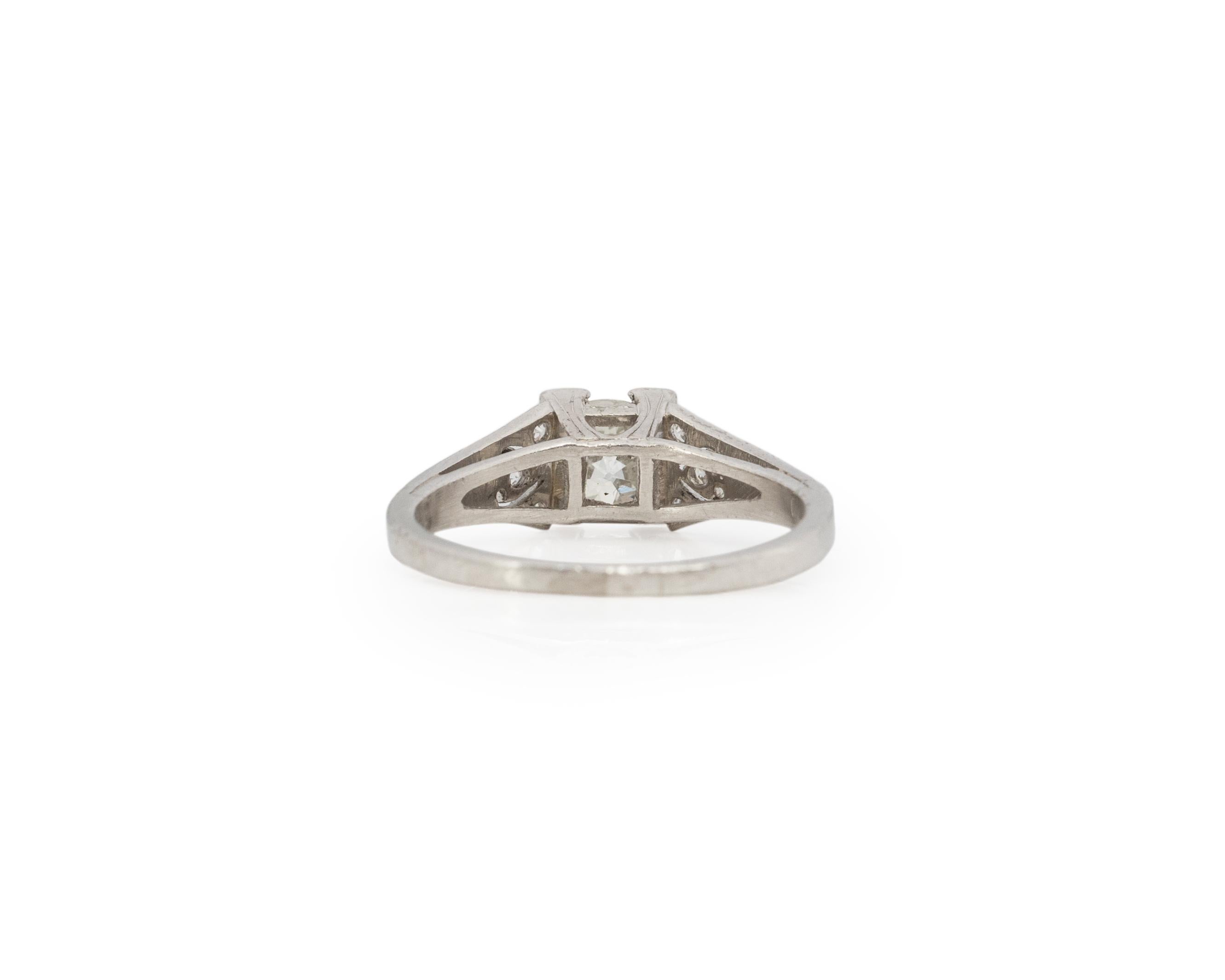 .65 Carat Art Deco Diamond Platinum Engagement Ring In Good Condition For Sale In Atlanta, GA