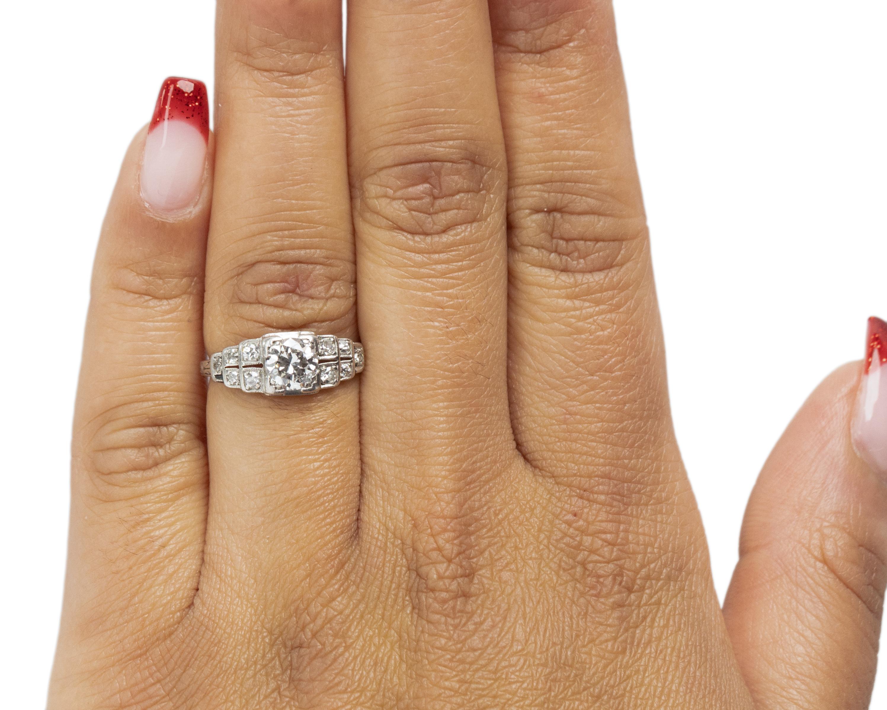 .65 Carat Art Deco Diamond Platinum Engagement Ring In Good Condition For Sale In Atlanta, GA