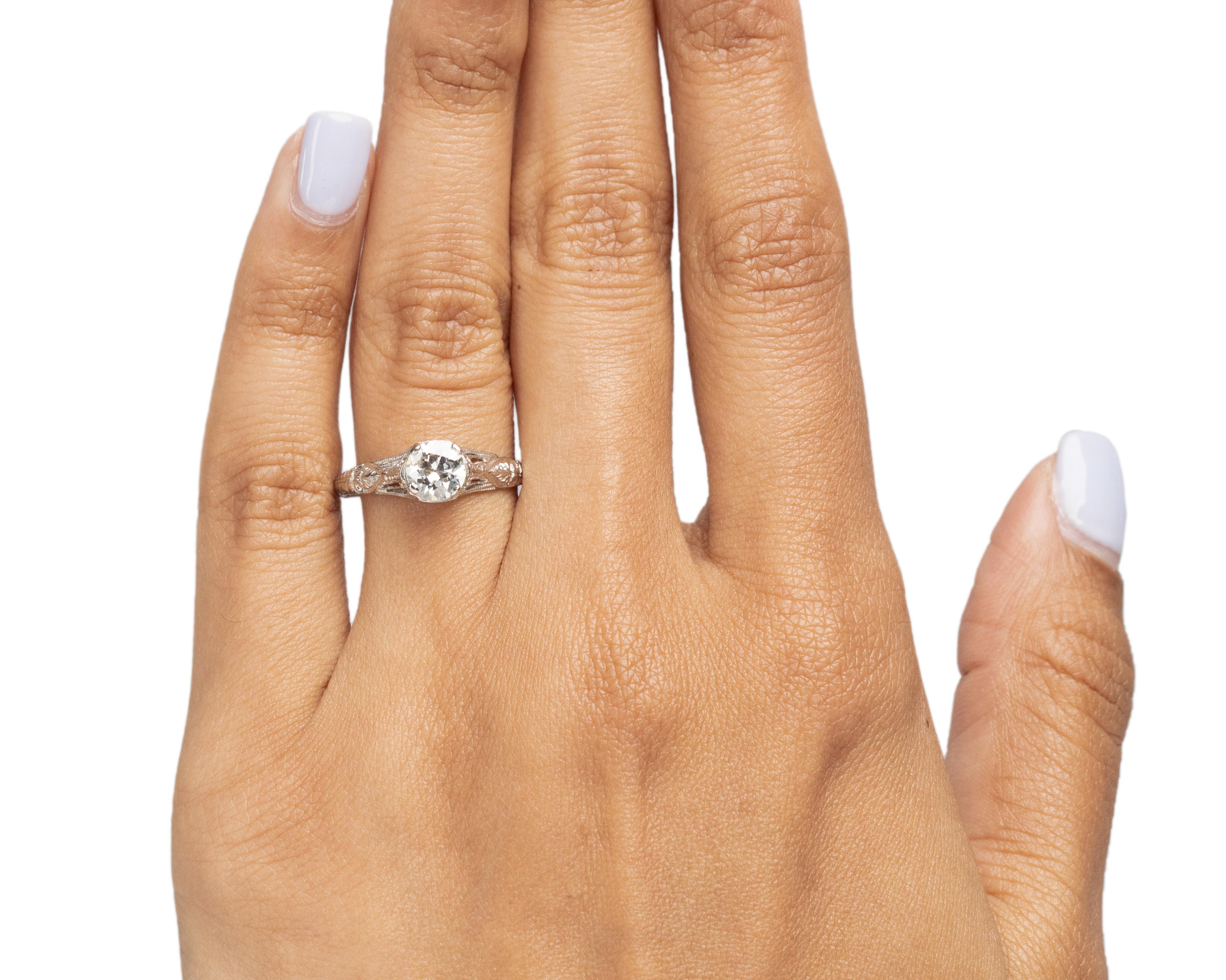 Women's .65 Carat Art Deco Diamond Platinum Engagement Ring For Sale