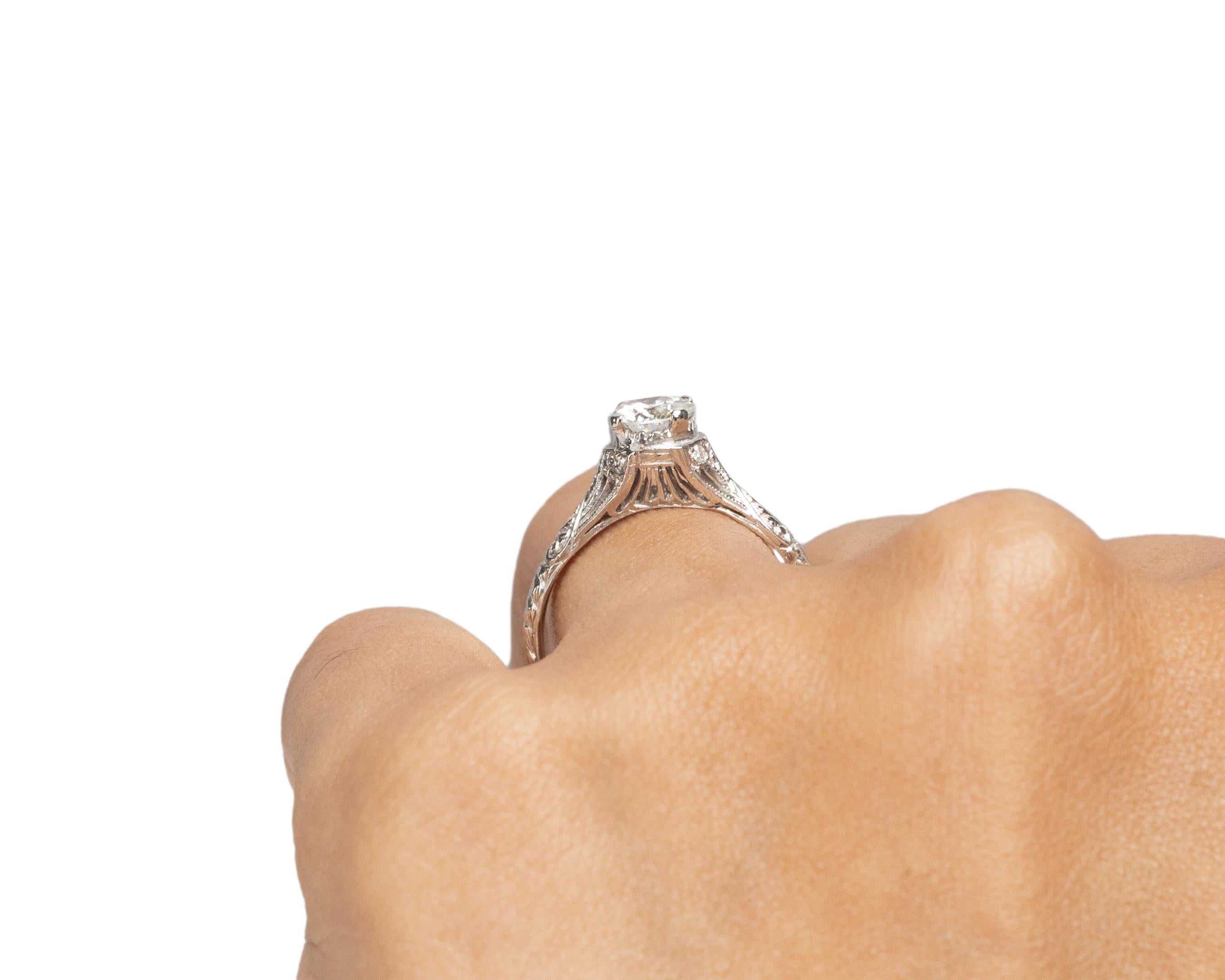 .65 Carat Art Deco Diamond Platinum Engagement Ring For Sale 1