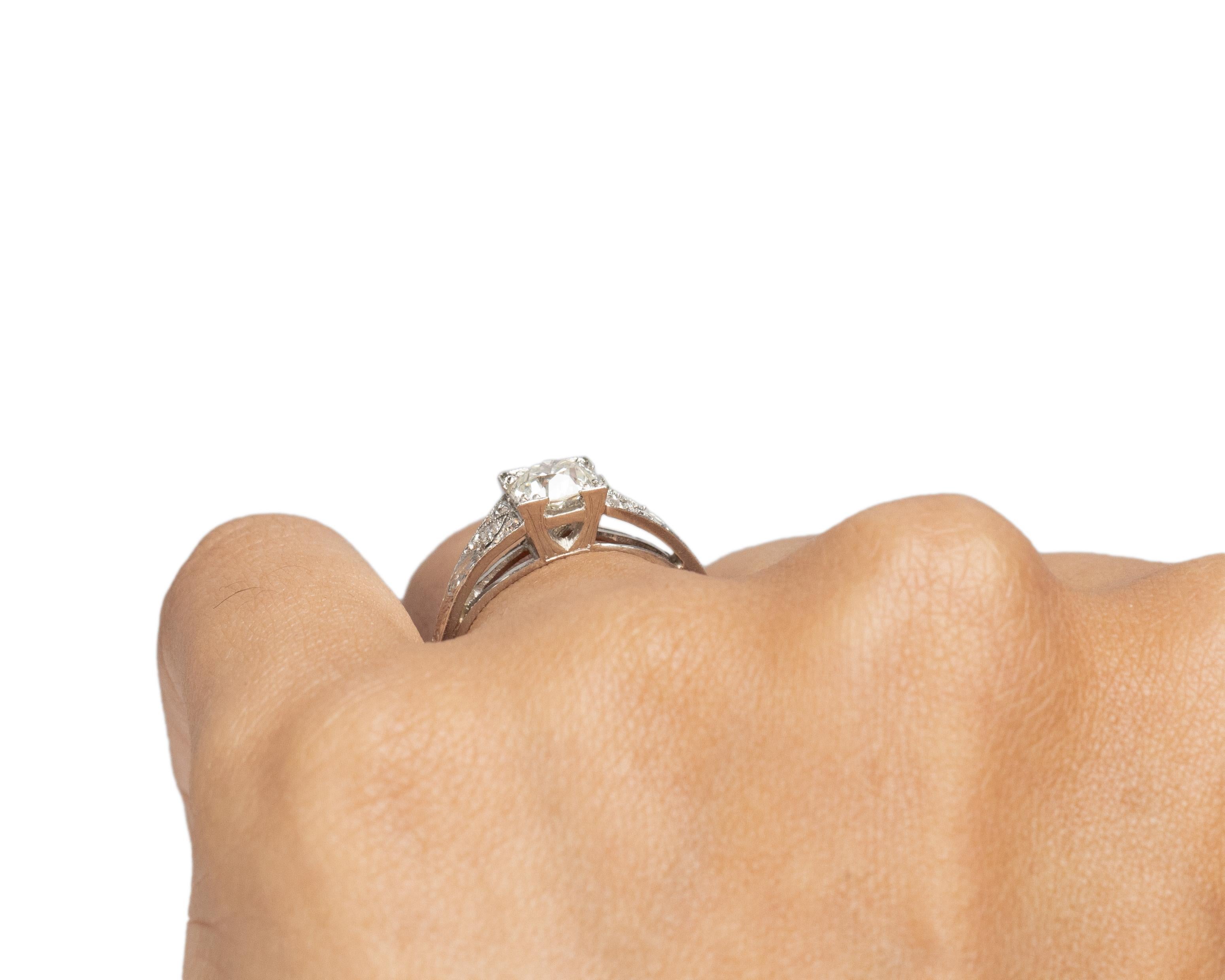 .65 Carat Art Deco Diamond Platinum Engagement Ring For Sale 1