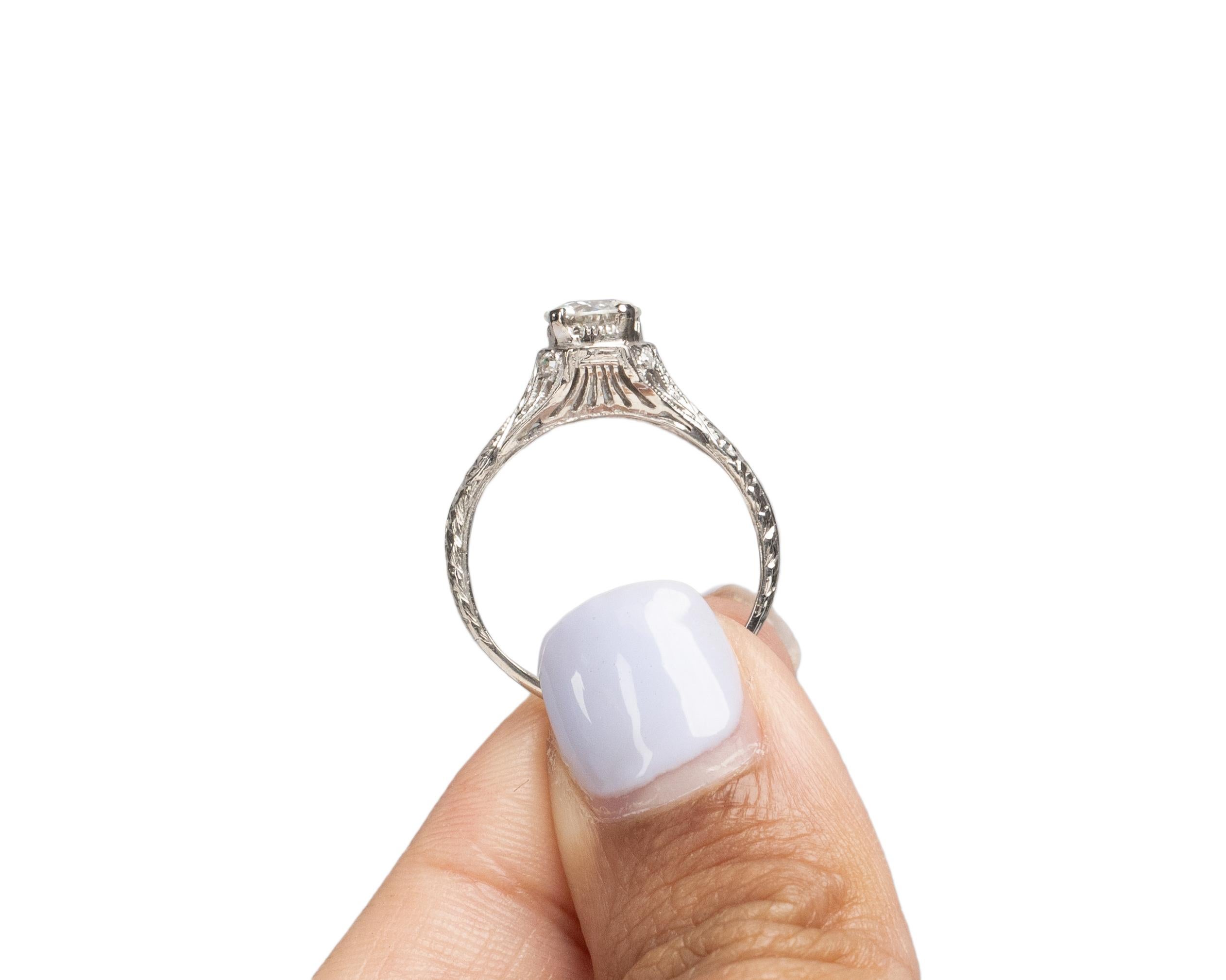 .65 Carat Art Deco Diamond Platinum Engagement Ring For Sale 2
