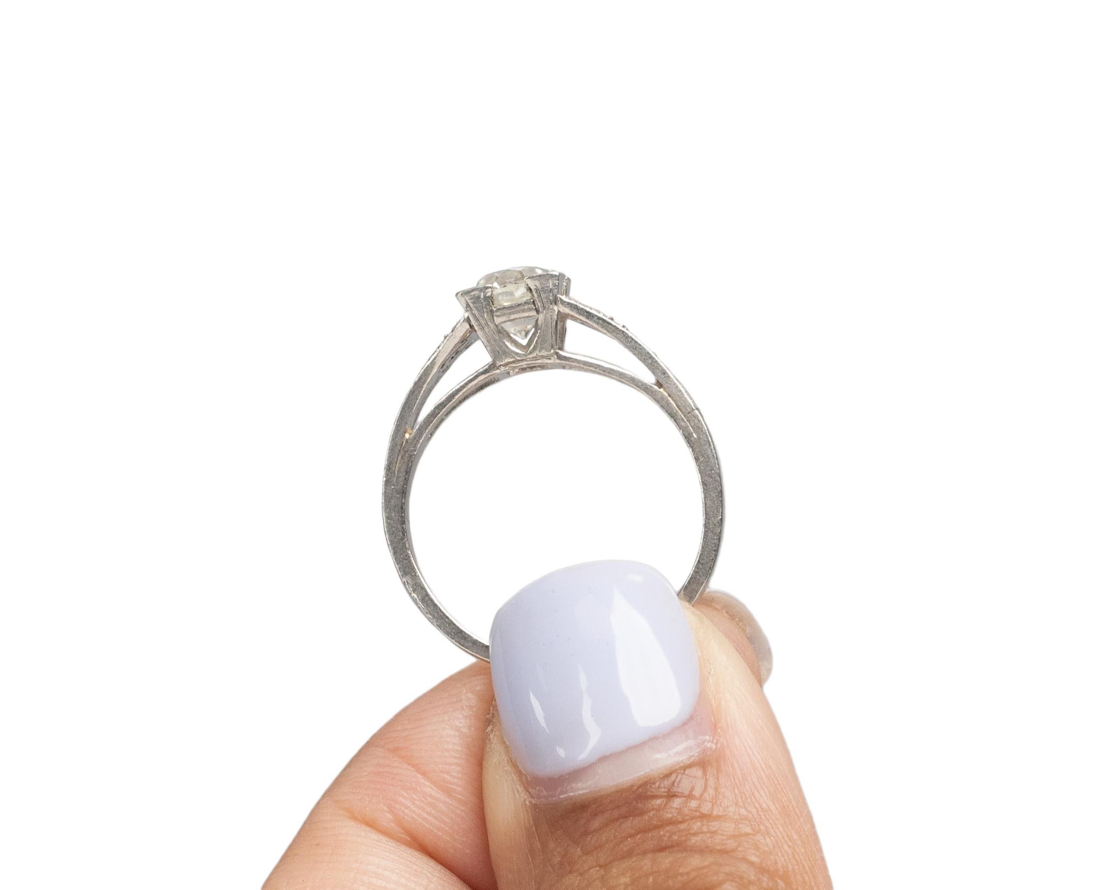.65 Carat Art Deco Diamond Platinum Engagement Ring For Sale 2