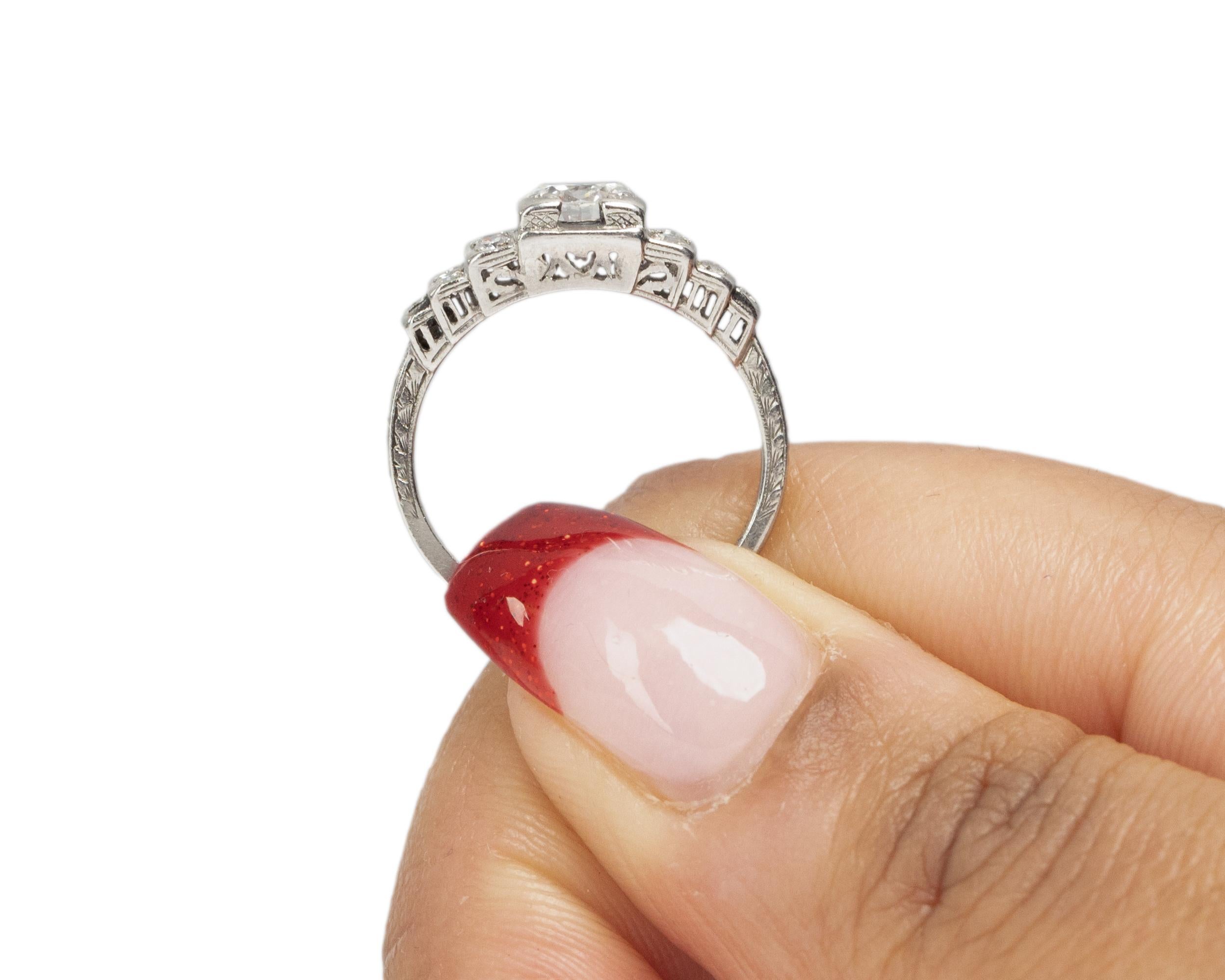 .65 Carat Art Deco Diamond Platinum Engagement Ring en vente 2