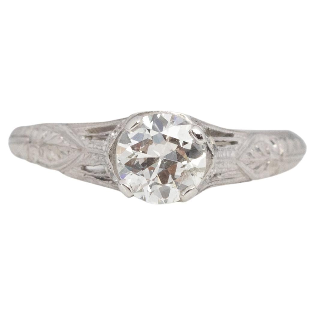 .65 Carat Art Deco Diamond Platinum Engagement Ring For Sale