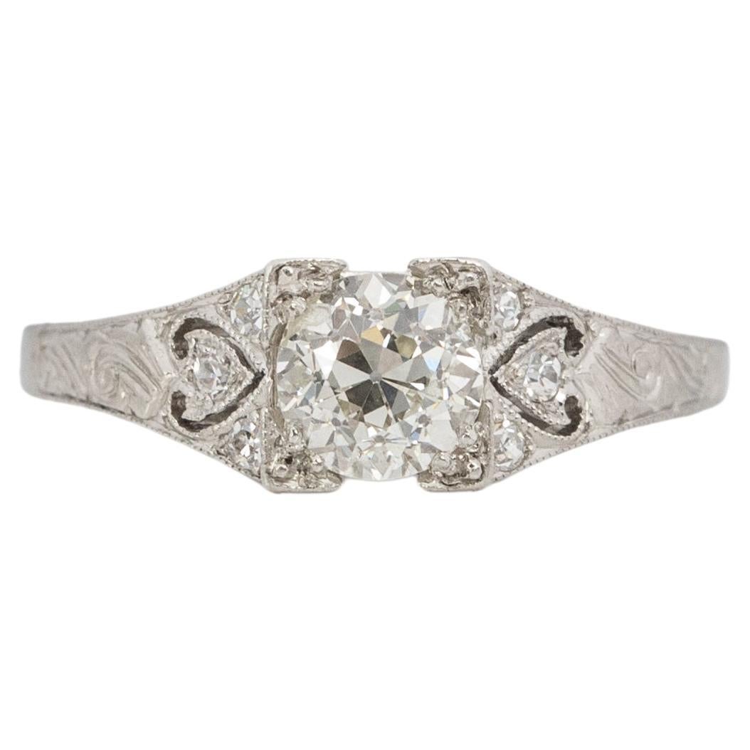 .65 Carat Art Deco Diamond Platinum Engagement Ring For Sale