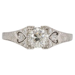 65 Karat Art Deco Diamant-Platin-Verlobungsring